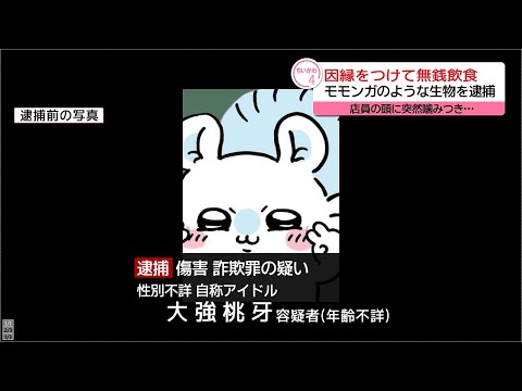 【ちいかわ速報】モモンガのような姿をした生物を逮捕 店員に因縁をつけ頭に噛みついたか