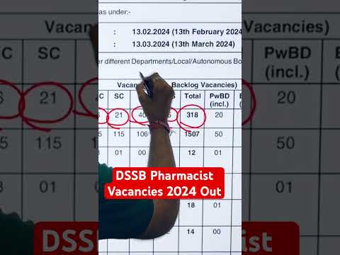 DSSSB pharmacist vacancy 2024 || pharmacist recruitment 2024 || pharmacy jobs