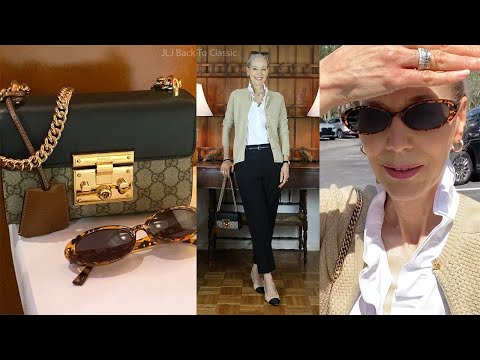 Vlog/Timeless Style: Gucci Padlock Bag, Black Ankle Pants, Tan Cardigan; Plus Talbots Pants Try-On