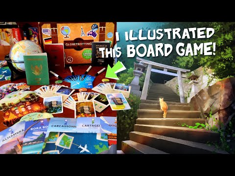 I ILLUSTRATED This Awesome Travel BOARD GAME | Globetrotting Art Showcase & Unboxing | R2i Games