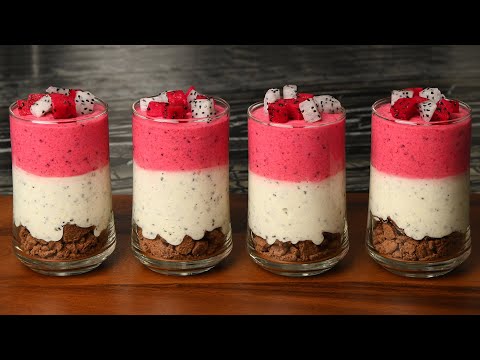 Dragon fruit cream dessert! Extremely delicious. You'll cook it over and over!