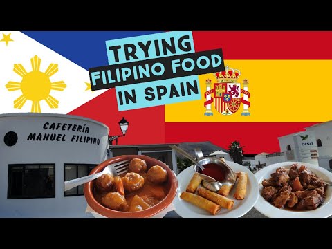 Trying Filipino Food In Lanzarote, Spain - Pork Adobo, Meatballs, Pork Lumpia And Chow Mein