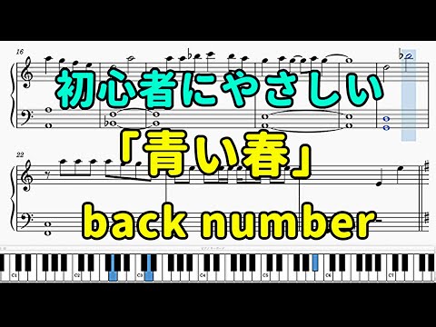 「青い春」ピアノの簡単な楽譜（初心者）【back number】