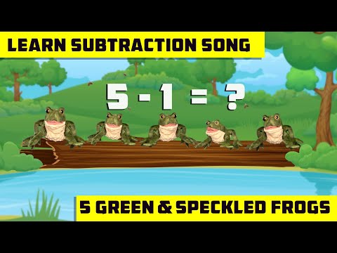 Subtraction Song: 5 Green & Speckled Frogs - number recognition for preschool and kindergarten.