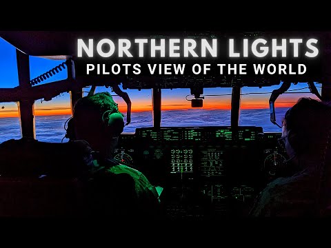 C-130J Northern Lights over the Atlantic