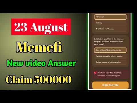 Memefi YouTube Video Question Answers For 500k Coin Task |  Memefi New YouTube video Answer |