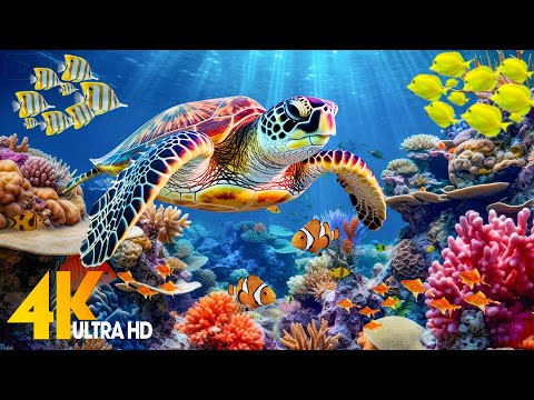 Ocean 4K - Sea Animals for Relaxation, Beautiful Coral Reef Fish in Aquarium (4K Video Ultra HD)