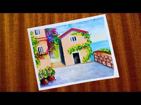 👍 acrylic landscape painting - spring / easy art / drawing lessons / acryl