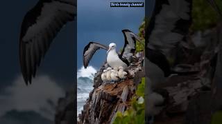 Albatross mother bird with babies jumping into the water #birdsounds #beautifulbirds #birdslover