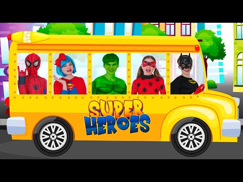 Wheels on the Bus (Superheroes) - Kids Nursery Rhymes