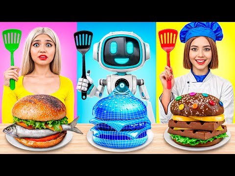 Me vs Grandma Cooking Challenge With a Robot! Cake Decorating Modern Ideas by YUMMY JELLY