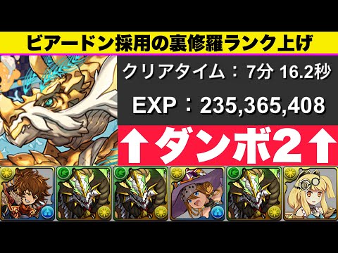 【裏修羅】ビアードン武器採用の時速18億EXPランク上げ！7分台安定でストレスなし＆パズル教室なし！【パズドラ】