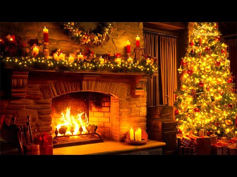 Christmas Ambience with Fireplace 🔥🎄 Relaxing Christmas Fireplace For Stress Relief