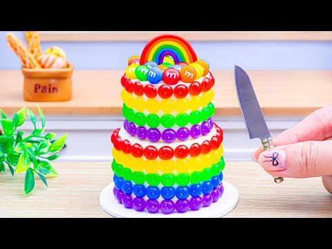 💗Rainbow Jelly Cake💗How To Make Miniature Rainbow Cake Decorating Ideas by Lotus Cakes