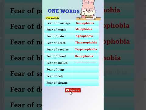 ONE WORD SUBSTITUTIONS || TYPES OF PHOBIA || #onewordsubstitution  #shorts #oneword VS ENGLISH