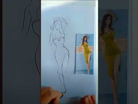 A sketch completely restores the figure of the woman in the photo #art #colorpage #drawing