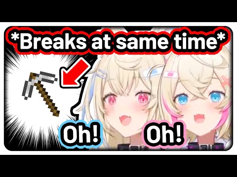 When FUWAMOCO are 200% in sync, they break their pickaxes at the same time 【Hololive EN】