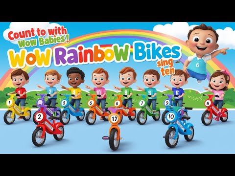 One to Ten on Rainbow Bikes | Colorful Counting Fun| Wow Babies Sing Along|#kidssong