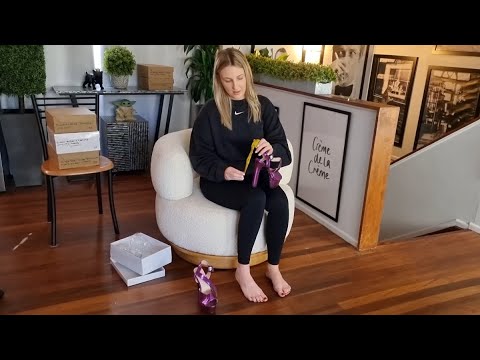 Catie Unboxes Metallic Purple 6 Inch High Heel Platform Shoes