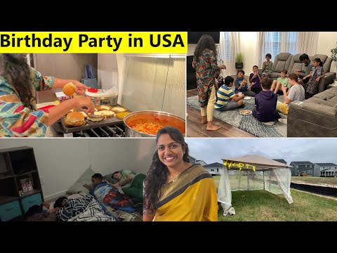 அமெரிக்காவில் நம்ம வீட்டு பிறந்த நாள் கொண்டாட்டம்~Simple Birthday party at house~Family TravelerVLOG