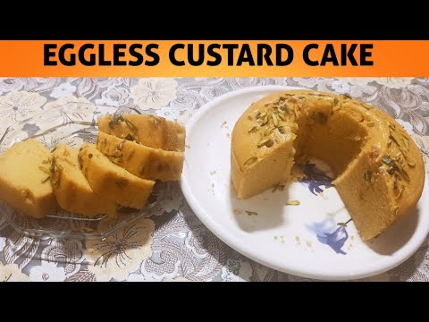 Custard cake recipe|Eggless cake made without oven|Plain sponge cake|Simple and easy teatime cake