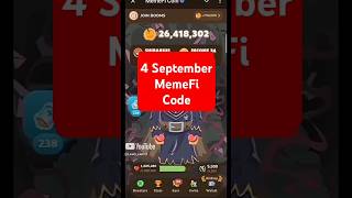 MemeFi Daily Combo for all level || 4 September 2024 MemeFi Secret Tap Combo to earn 4,000,000 coins