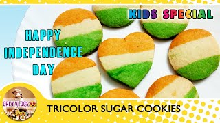 No Oven & EGGLESS TRICOLOR sugar cookies recipe| kids special with& without oven| Easy biscuit Tamil