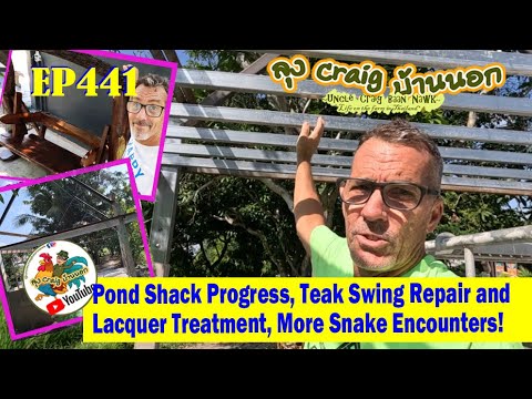 EP441 Pond Shack Progress, Teak Swing Repair and Lacquer Treatment, More Snake Encounters!