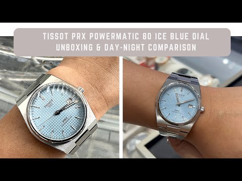 Tissot PRX Powermatic 80 Ice Blue Dial Unboxing | Day and Night Color Comparison