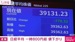 日経平均株価　一時800円以上下落　「しばらくは欧米の決算の結果に左右される」(2024年10月16日)