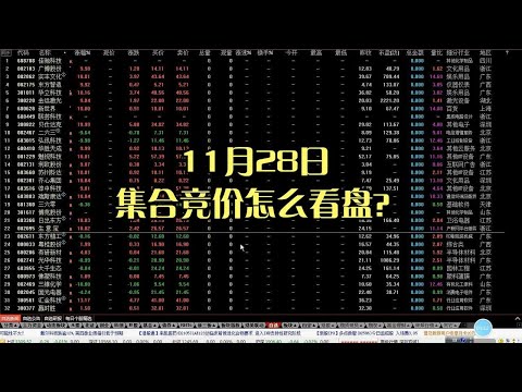 11月28日 集合竞价怎么看盘？