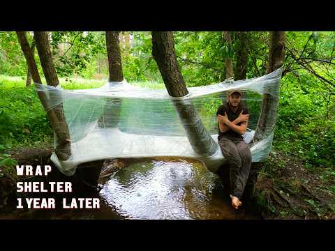 I returned to my plastic wrap shelter a year later. BUSHCRAFT, SURVIVAL, OUTDOOR, RELAX CAMPING