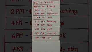 SSC GD time table | ssc gd study plan | ssc time table #ssc #gd #shorts #viral #video