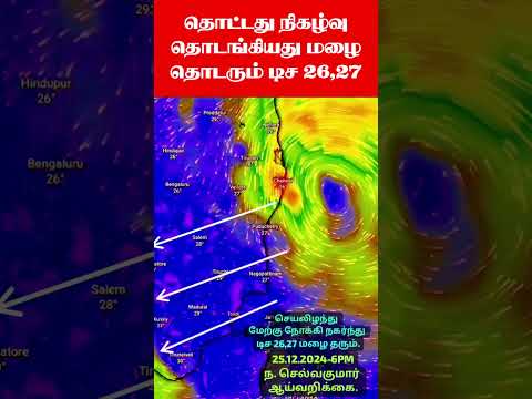 25.12.2024 மாலை வானிலை தகவல் துளி.தொடங்கியது மழை.தொடரும் டிச 26,27 மழை