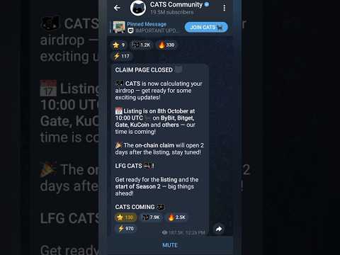 $CATS Listing is on 8 October at 10:00 UTC | Cats Airdrop Claim #CATS #crypto