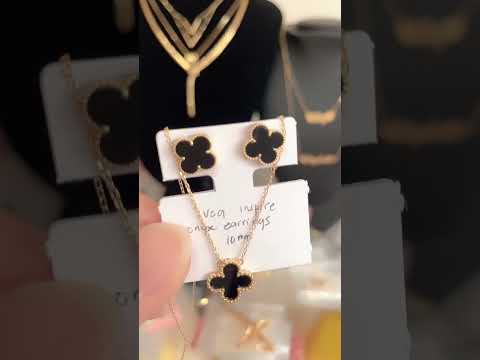 k18japangold|vca inspire clover onyx necklace