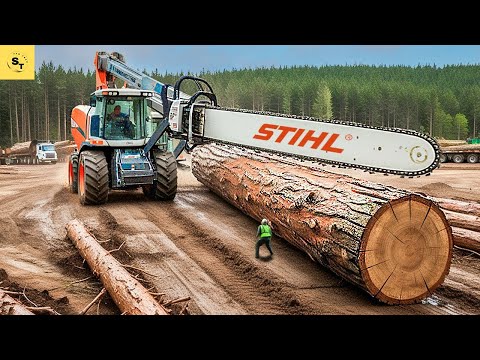 Extreme Dangerous Fastest Big Chainsaw Cutting Tree Machines | Monster Stump Removal Excavator #23