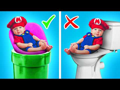 Super Mario, Princess Peach and Luigi Use Toilet Hacks! 🚽*Clever DIY Ideas* by CoCoGo!