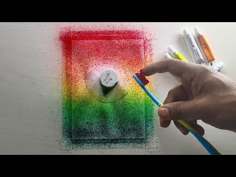 Spray Painting Sunset for Beginners | Toothbrush & Water color Painting Techniques | Step by Step