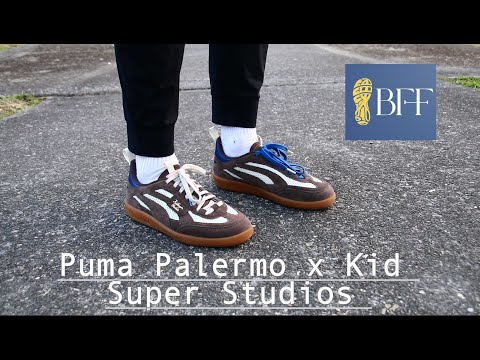 Puma is back in the game with these low top sneakers.  - PUMA PALERMO x KID SUPER STUDIOS