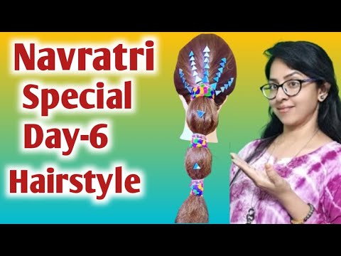 HOW TO CREAT HAIRSTYLE FOR NAVRATRI DAY-6 Hairstyle creat by dbpatel❤️💫