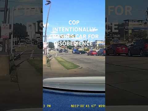 TYRANT COP TAKES OUT CAR FOR DISOBEYING HIS LIGHTS AND SIRENS LEWISVILLE TEXAS