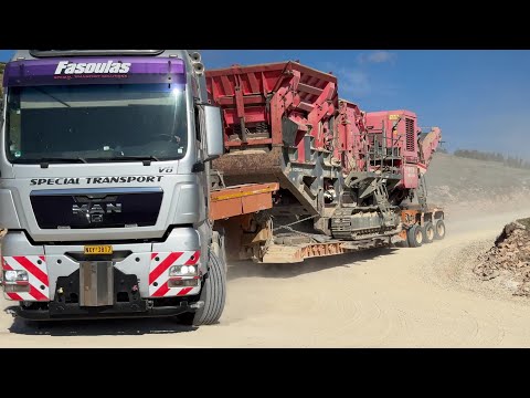 Transporting Two Terex And Extec Mobile Impact Cruchers - Fasoulas Heavy Transports - 4K