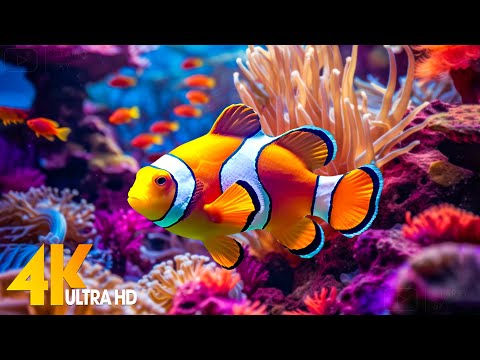 Aquarium 4K VIDEO (ULTRA HD) - Beautiful Coral Reef Fish - Sleep Relaxing Meditation Music