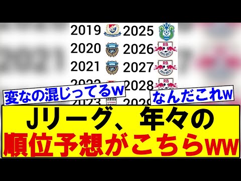 Jリーグ、年々の順位予想がこちらwww