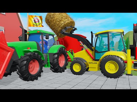 A new Rich farm with Tractors and food for Cows that have Names - Animated farm bazylland