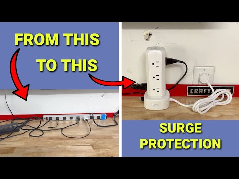 SUPERONE Power Tower ~ No More Messy Cables ~ Surge Protection & Retractable USB's