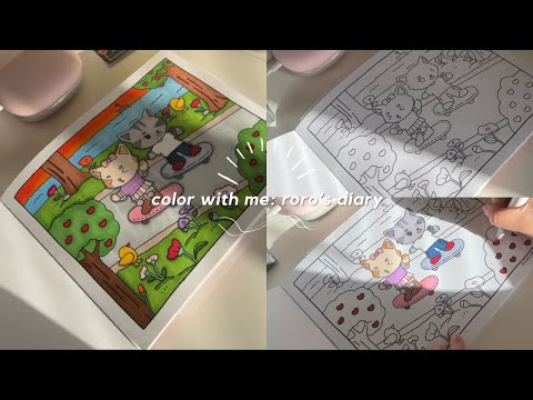 Color with me: Roro's Diary (cute cats and timelapse)