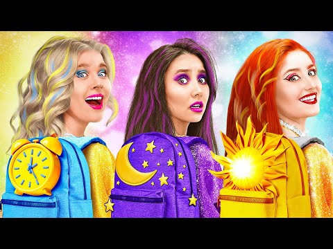 Morning vs Day vs Night Girls! Viral Hacks and Crafts for Every Situation by 123 GO!