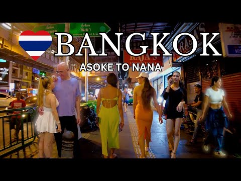 [4K] 🇹🇭 Bangkok Nightlife Scenes - Walk from Asoke To Nana 2023